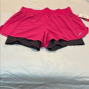 bcg Hot Pink Layered Athletic Shorts with Black Liner